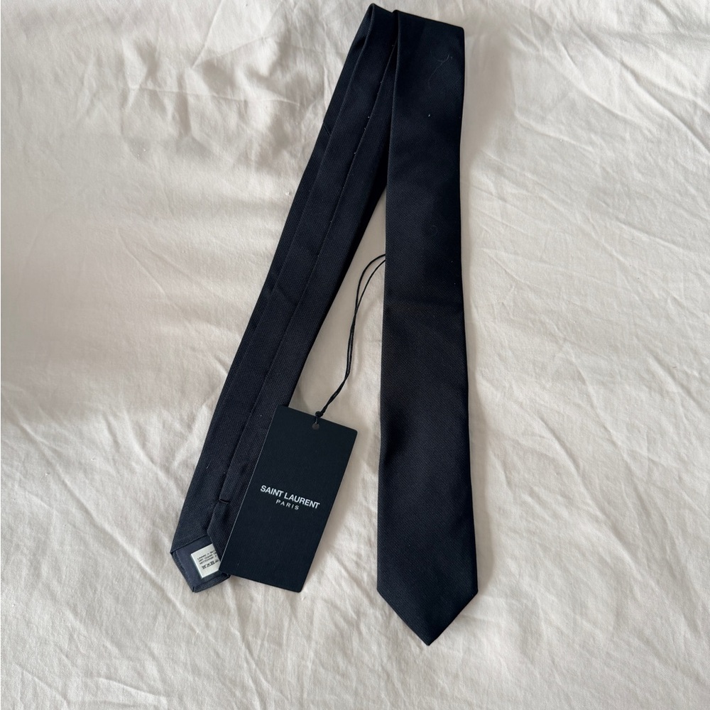 NWT Saint Laurent Black Silk Tie